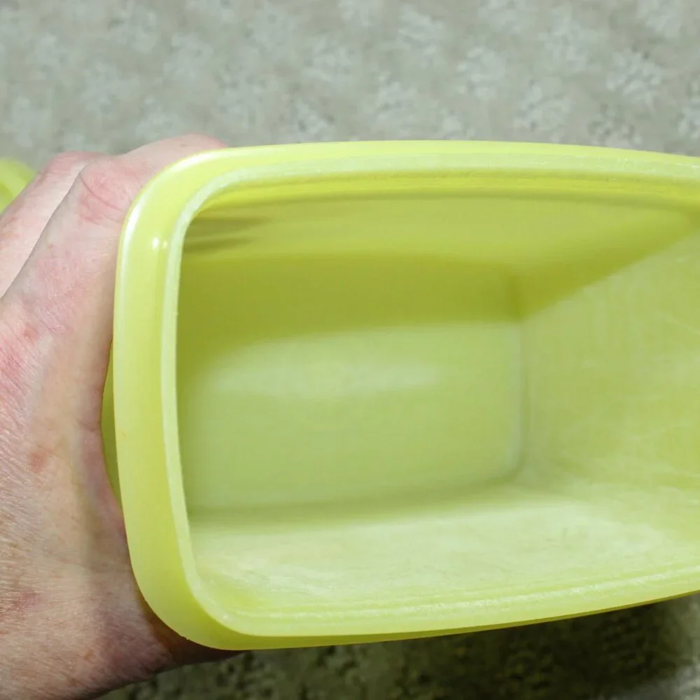 Vintage Tupperware Mid Century Set of 2 (4 piece) Yellow Rectangular Containers